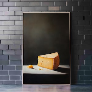 Cheese Art - Kitchen Wall Art - Framed Canvas Print - Kitchen Decor - Rustic Kitchen, Farmhouse Kitchen Wall Art - Cheese Oil Painting