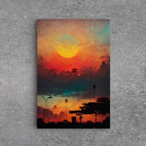 Los Angeles, California at sunset, canvas print, ready to hang wall art