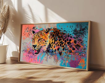 Pop Art Cheetah Painting Print, Wood Framed Art, Canvas Art, Cheetah Print, Cheetah Art, Preppy Decor, Girl's Room Art