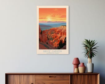 Bryce Canyon National Park Travel Poster Print, Canvas Print Wall Art, Utah Travel Art, Midcentury Modern Travel Decor