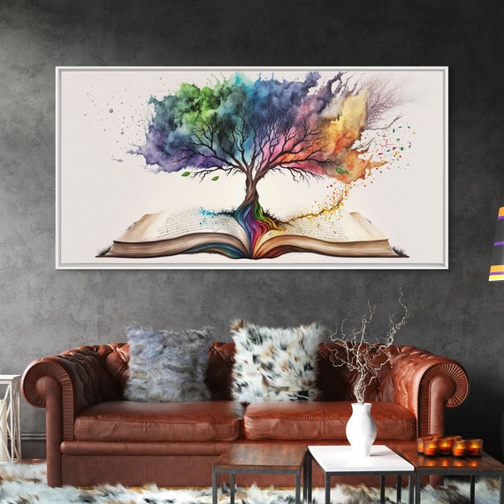 Tree of Knowledge, Framed Wall Art, Canvas Print, Watercolor, Huge Wall  Art, Gift, Living Room Art, Fantasy Decor 