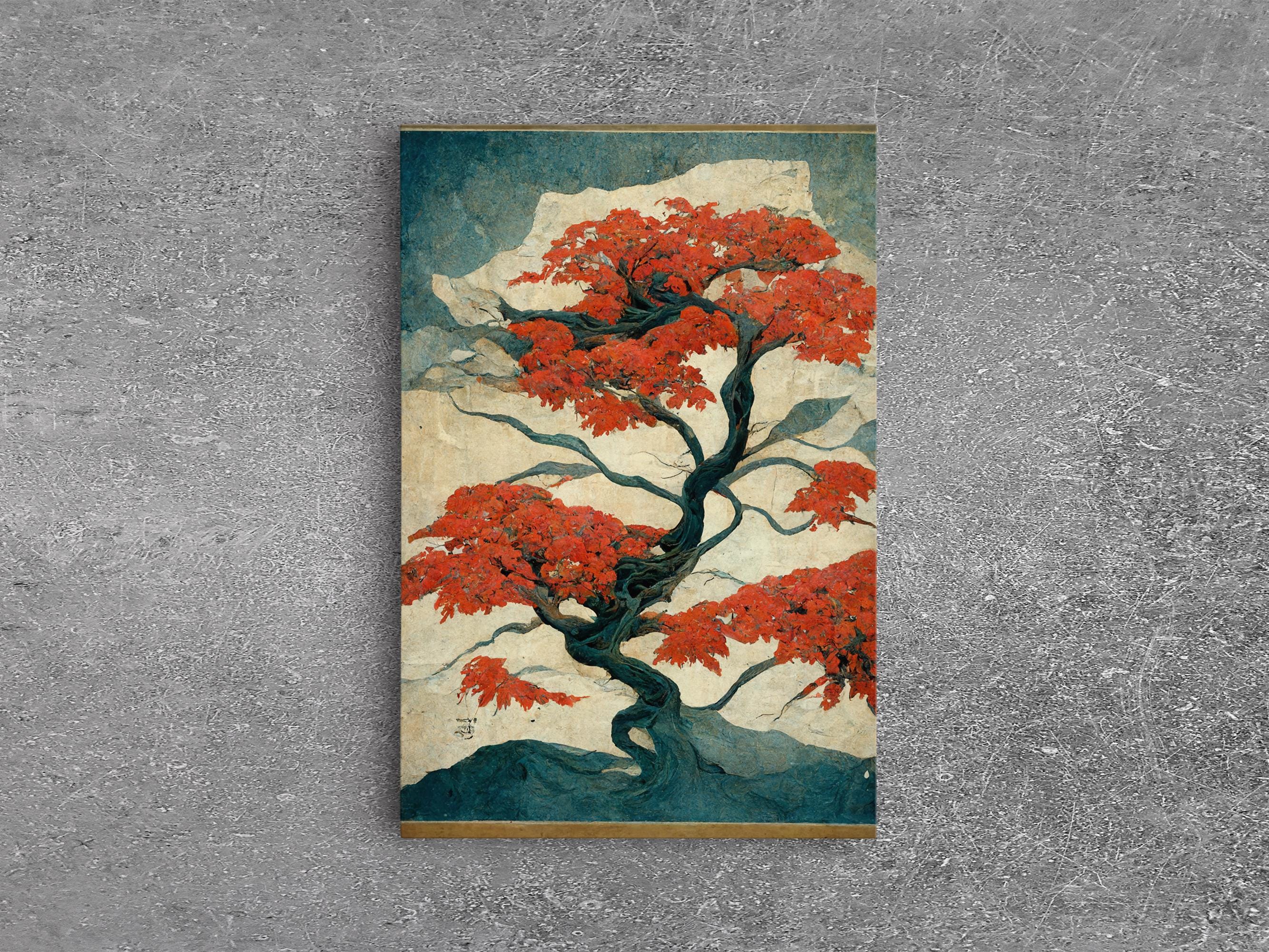 Japanese Maple Tree, Japanese Style Art, Canvas Print, Abstract