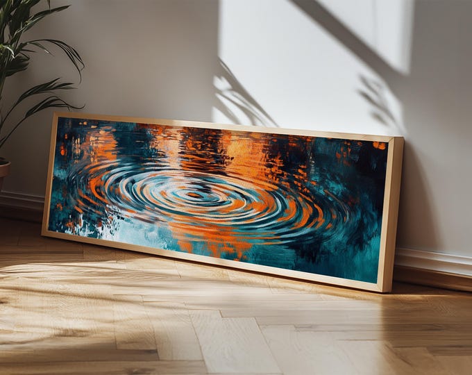Ripple Effect Painting Abstract Water Reflection Wall Art Tranquil Zen Artwork Fluid Modern Decor Office Canvas Print
