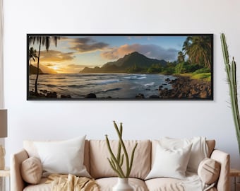 Photographic Panoramic of American Samoa National Park, Sunset Photography, National Park Art, Framed Canvas Print, Landscape Photography
