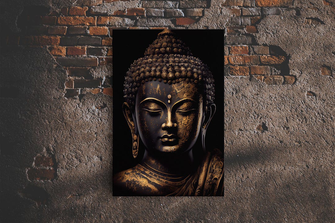 Gold and Black Buddha, Framed Canvas Print, Zen Center Yoga Art - Etsy