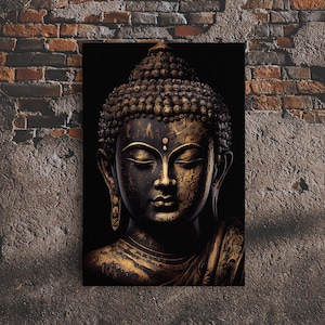 Gold and Black Buddha, Framed Canvas Print, Zen Center Yoga Art - Etsy