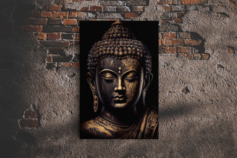 Gold and Black Buddha, Framed Canvas Print, Zen Center Yoga Art - Etsy