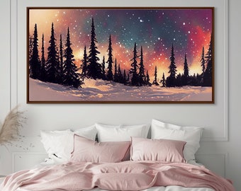 Snowfall in the forest, canvas print, winter wall art