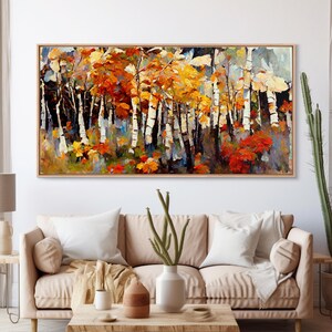 Large Birch Trees Canvas Print Boho Wall Decor Autumn Birch Forest ...