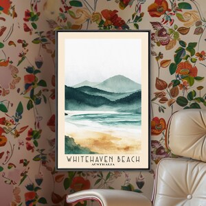 Whitehaven Beach, Australia Watercolor Print, Vacation Gift, Australia Wall Art, Beach Painting, Beach Decor, Beach Or Lakehouse Art
