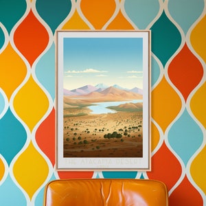 Atacama Desert Travel Poster Print, Framed Canvas Wall Art, Metal Wall Art, Chile art, Gift For Him, original Wall Art, Travel Gift
