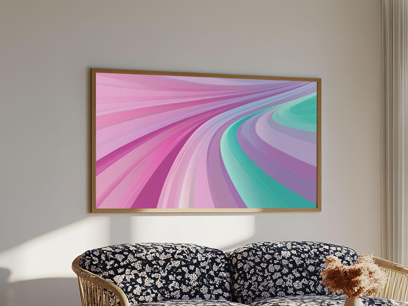 Mid-century Modern Pastel Colors Wall Art, Turquoise and Purple - Etsy