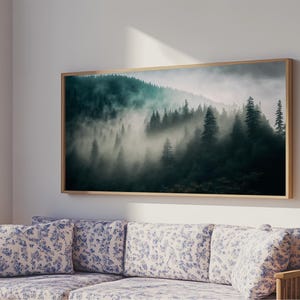 Foggy Forest wall art, relaxing art, zen art, framed canvas print, foggy landscape, trendy decor image 13