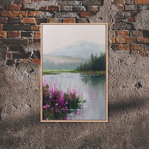 Thistle Flowers Framed Canvas Print, Oil Painting, Scottish Landscape Wildflowers Wall Art PRINT from an oil painting, Purple Flowers