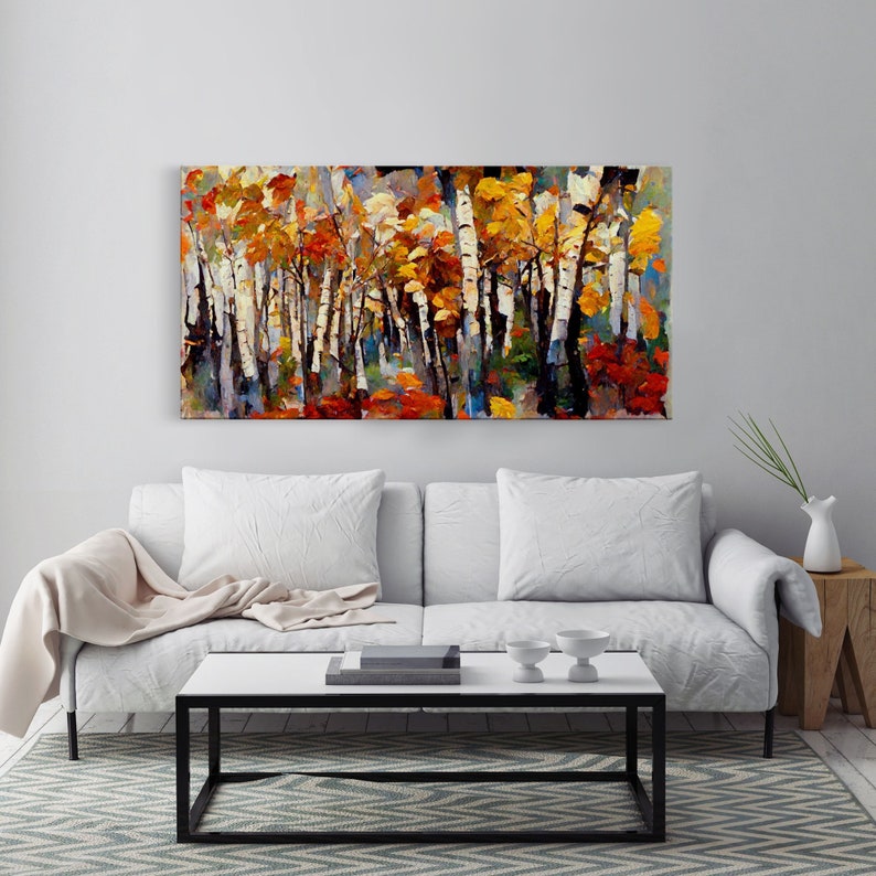 Large Birch Trees Canvas Print Boho Wall Decor Autumn Birch - Etsy