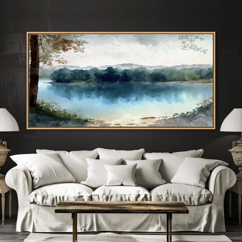 Blue Lake Art | Framed Canvas Print | Blue Lake Painting | Lake House Decor | Guest Room Landscape Painting | Wallowa Lake Painting image 19