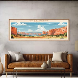 Mesa Verde National Park Panoramic Colorado Travel Art, National Park Print, Minimalist Travel Art, Midcentury Modern Style Landscape