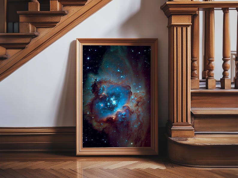 The Stars Glow At Night, framed canvas print, watercolor space painting image 20