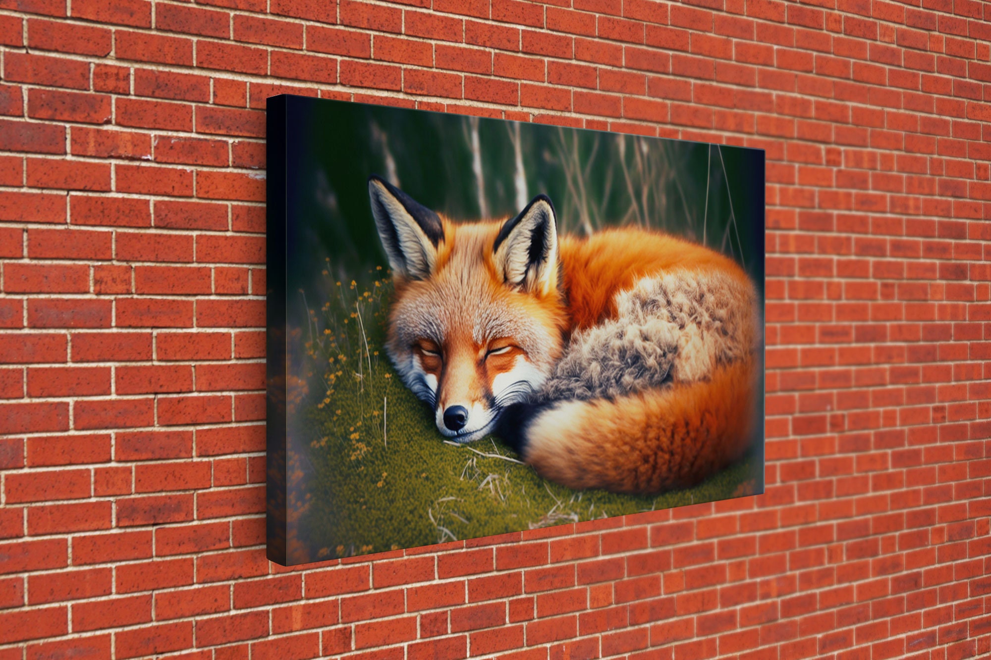 Sleeping Fox Framed Canvas Wall Art Canvas Print Decor for Etsy