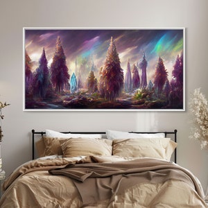 Psychedelic wall art canvas print, trippy wall art, Panoramic nature landscape wall art, fantasy art