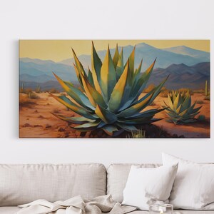 Southwestern Wall Art, Agave Desert Canvas Ready to Hang Large Print ...
