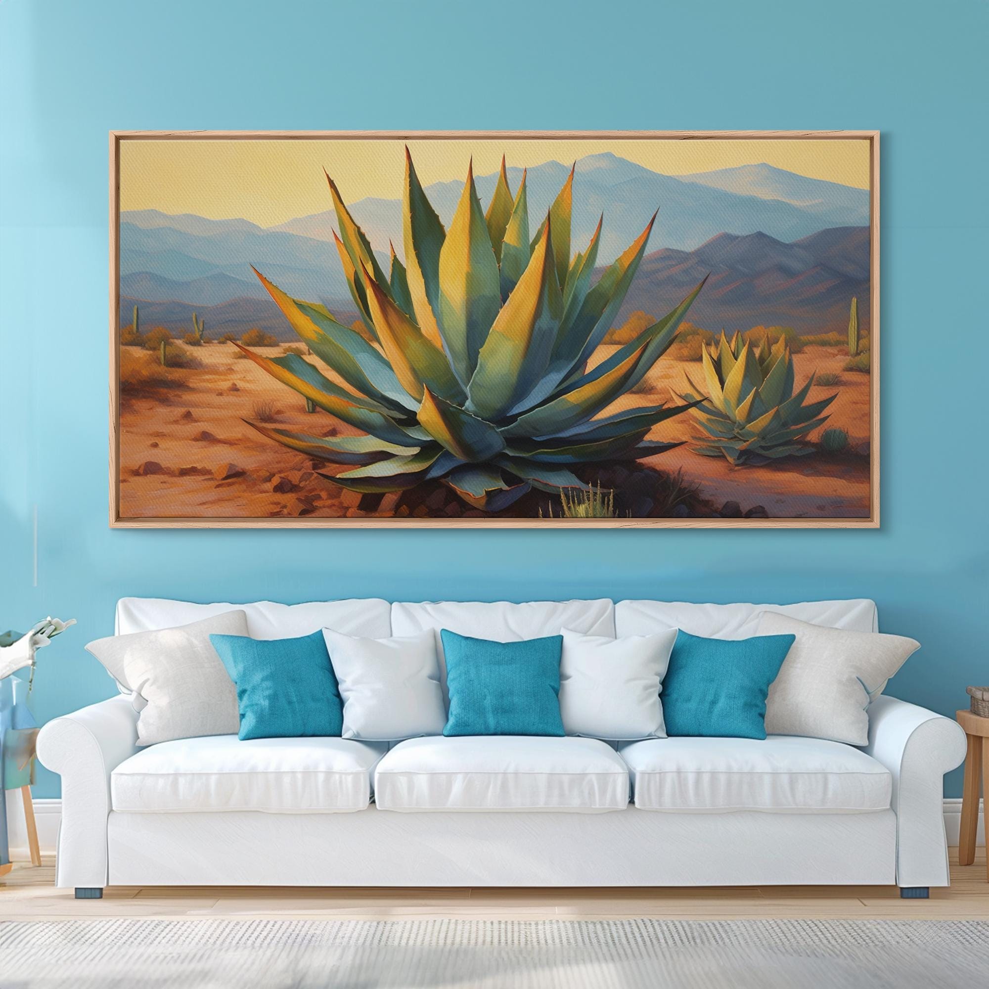 Southwestern Wall Art, Agave Desert Canvas Ready to Hang Large Print ...