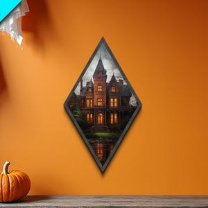 The Haunted House, Framed Canvas Art, Painting Of Haunted Victorian Mansion, Dark Academia, Halloween Decorations, Halloween Art