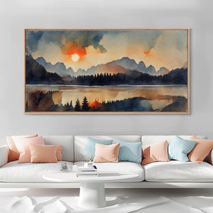 Watercolor forest fire, canvas print, landscape art, cool living room art, depressing art, painting reproduction print