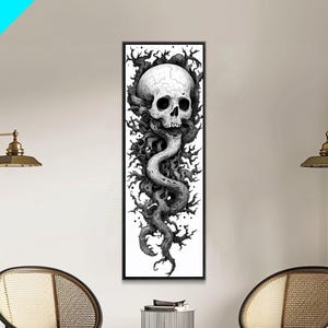 Cosmic Horror Wall Art Framed Canvas Print, Skull Art, Skull Painting Print, Skull Wall Art, Halloween Decor