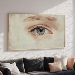Closeup Study of an Eye Framed Canvas Print, Eye Oil Painting, Whimsical Home Decor, Paint of a Blue Human Eye
