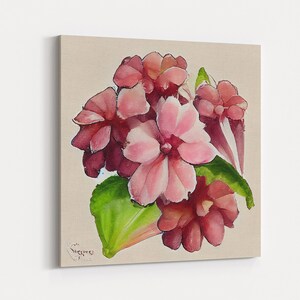 Bergenia Flower, Watercolor Flower Art, Floral Art, Gifts for Her, framed canvas print, wall art image 2
