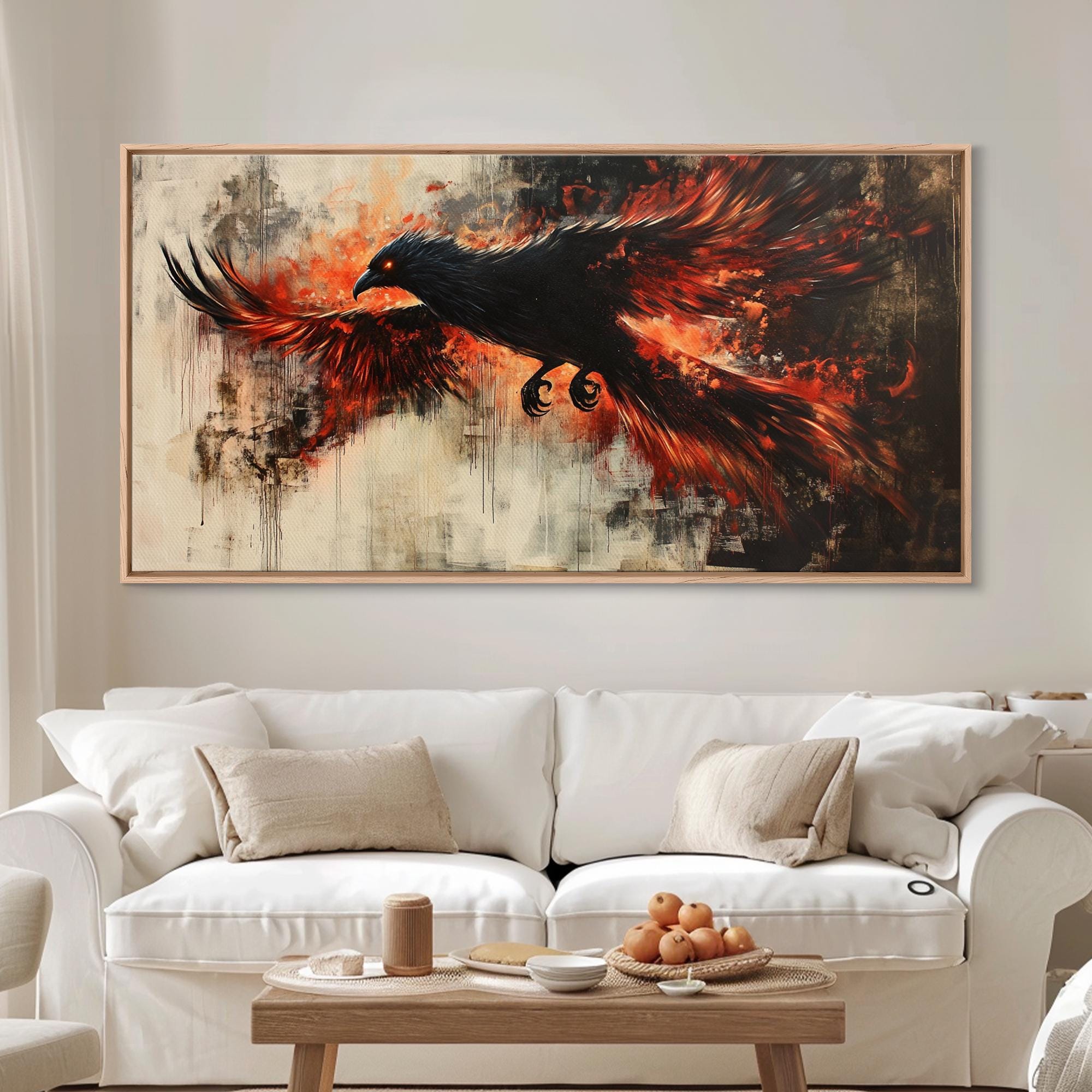 Black Phoenix Graffiti Art - Framed Canvas Print - Phoenix