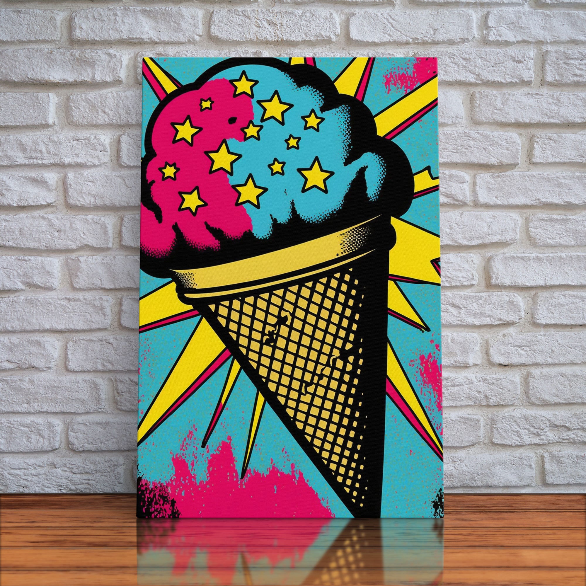 Pop Art Ice Cream Psychedelic Ice cream cone framed canvas print large wall art wall decoration ice cream shop art Etsy
