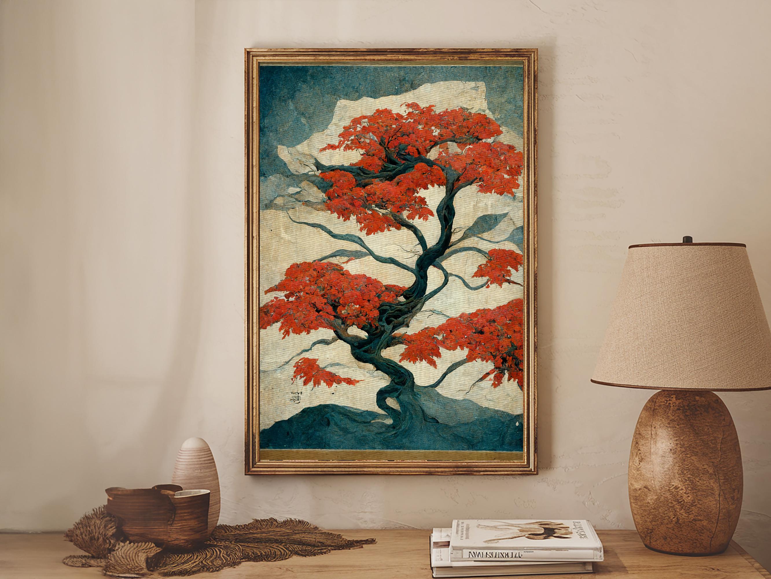 Japanese Maple Tree, Japanese Style Art, Canvas Print, Abstract