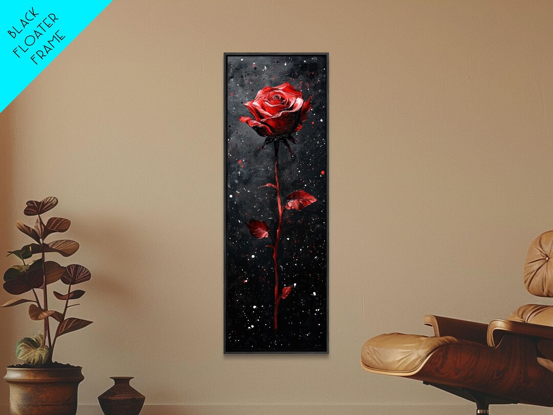 Red Rose Painting Framed Canvas Print, Gothic Art Dark Romance Painting ...