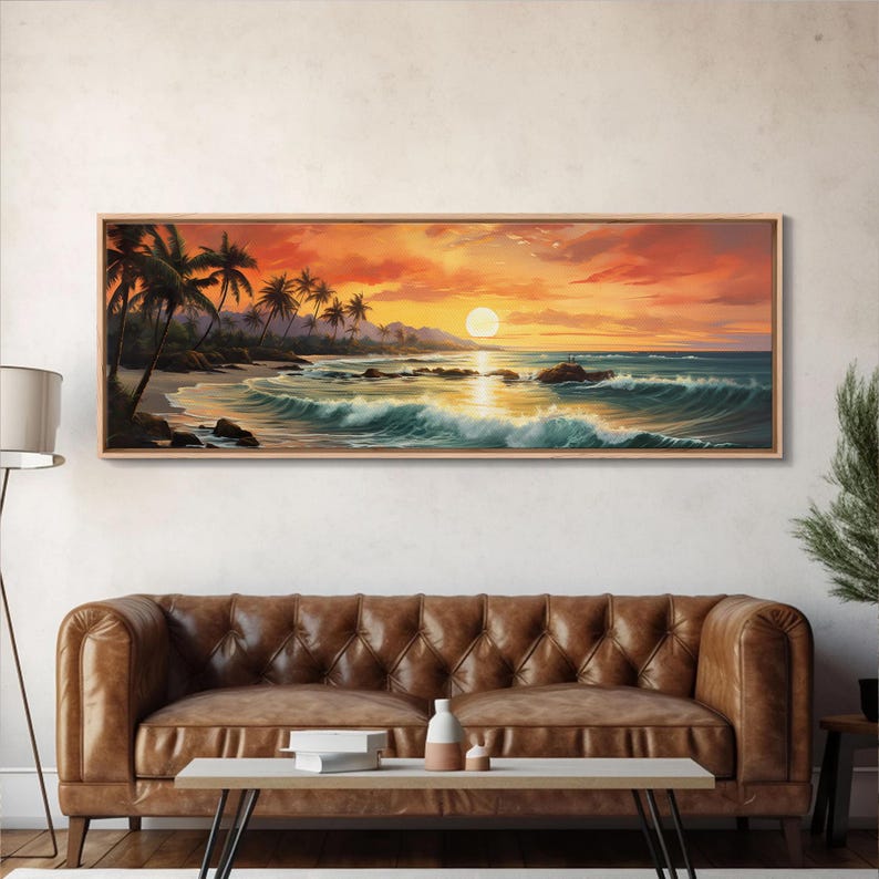 Tropical Ocean Beach canvas prints Sea landscape Nautical photo Coastal Framed Art Sea wave canvas Extra large wall art Ready to hang image 3