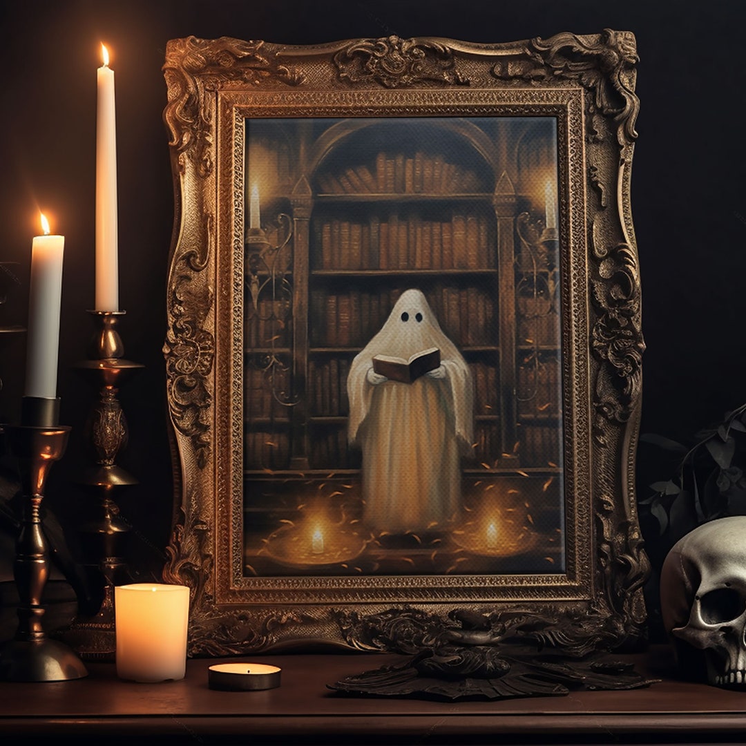 Spooky Ghost Reading A Book Library Ghost 8x10 Fine Art - Etsy