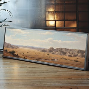 Panoramic Watercolor of Badlands National Park, North Dakota Wall Art, Landscape Painting Travel Art image 14