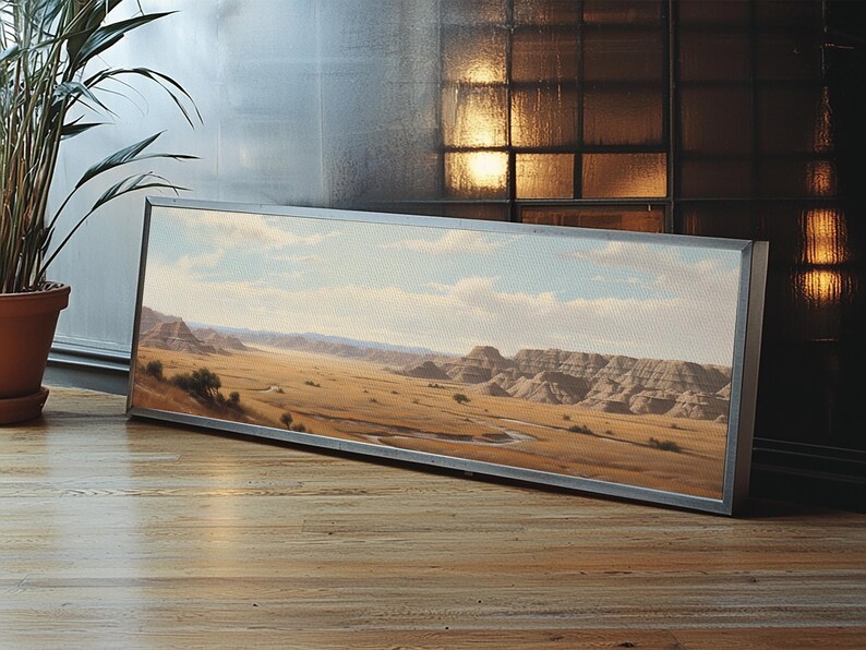 Panoramic Watercolor of Badlands National Park, North Dakota Wall Art, Landscape Painting Travel Art image 14