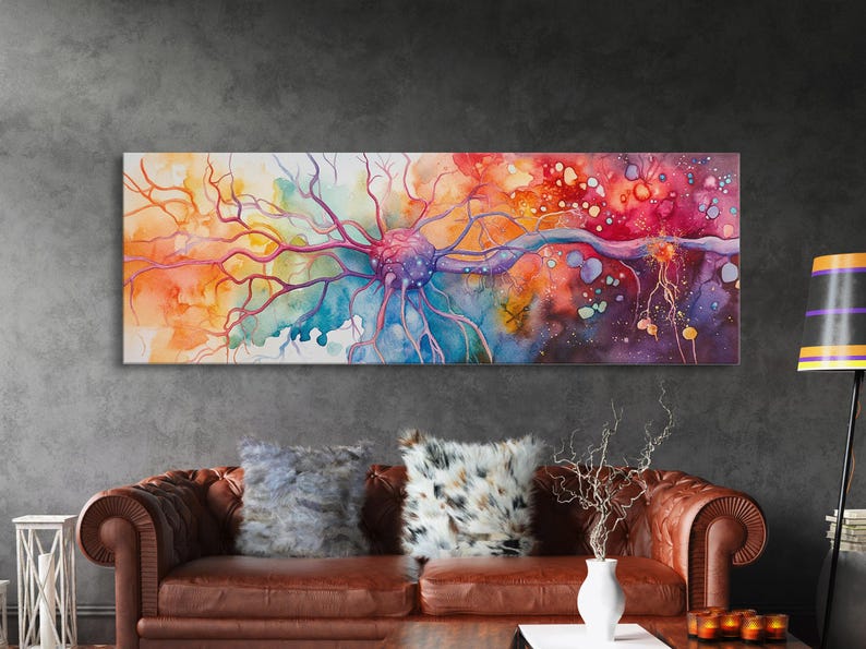 Neurons Framed Canvas Print: Abstract Science Brain Art image 2