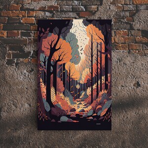 Autumn in the forest, a beautiful fall scene, framed canvas print
