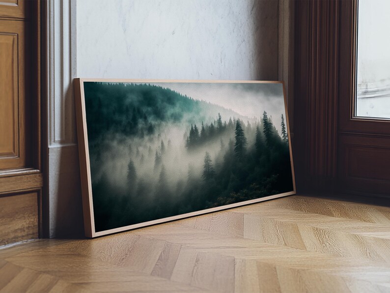Foggy Forest wall art, relaxing art, zen art, framed canvas print, foggy landscape, trendy decor image 20