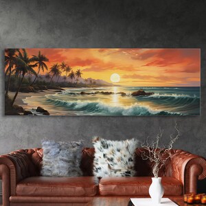 Tropical Ocean Beach canvas prints Sea landscape Nautical photo Coastal Framed Art Sea wave canvas Extra large wall art Ready to hang image 2