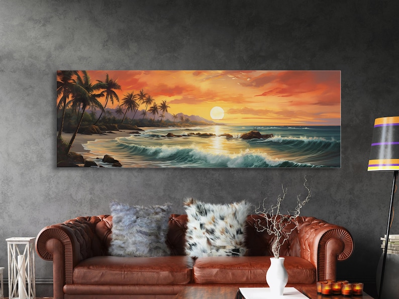 Tropical Ocean Beach canvas prints Sea landscape Nautical photo Coastal Framed Art Sea wave canvas Extra large wall art Ready to hang image 2