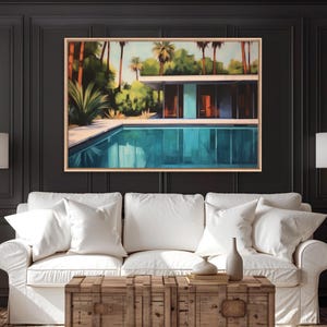 The Pool House, Mid Century Modern Decor, Framed Wall Art, Architectural Print, Retro Art, Swimming Pool Art, Framed Painting image 17