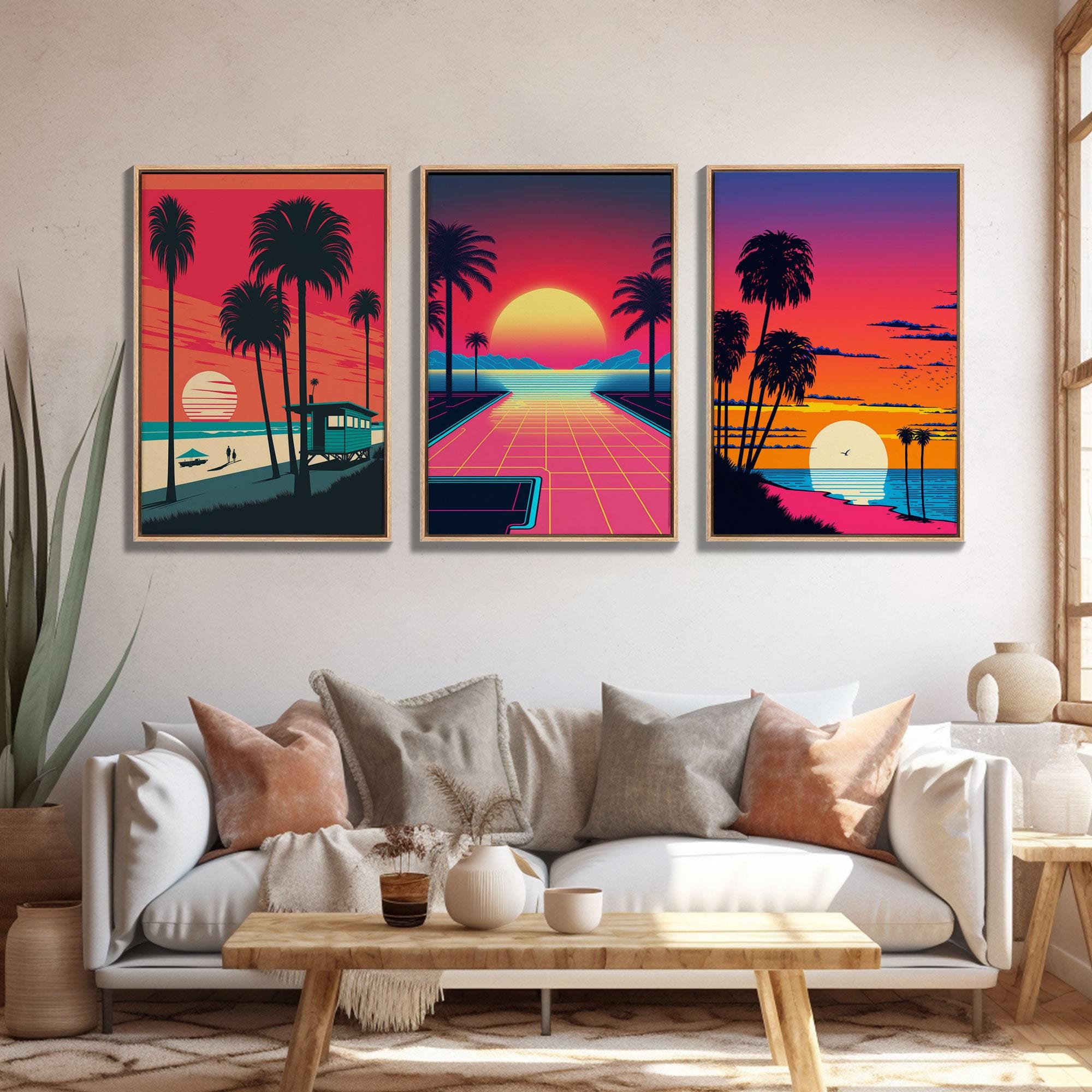 Midcentury Modern Wall Art, Mid Century Modern, 3 Piece Framed