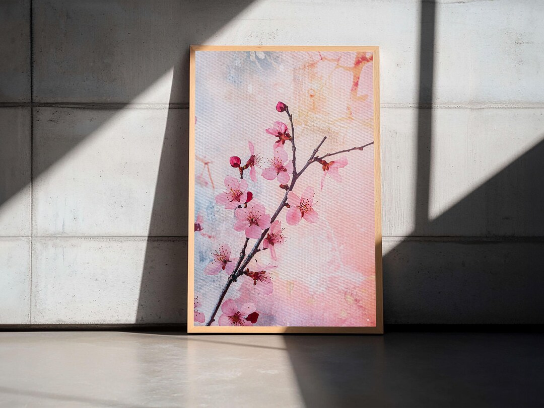 Cherry Blossom Canvas Print Floral Wall Art Japanese Botanical Prints ...