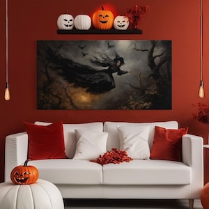 Cool Witch Art, Pagan Art, Framed Canvas Print, Halloween Wall Art, Witch Poster, Halloween Decoration, Witch Print, Halloween Witch