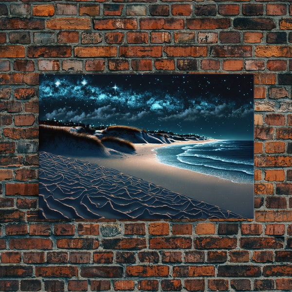 Beach at Night Canvas Art Etsy