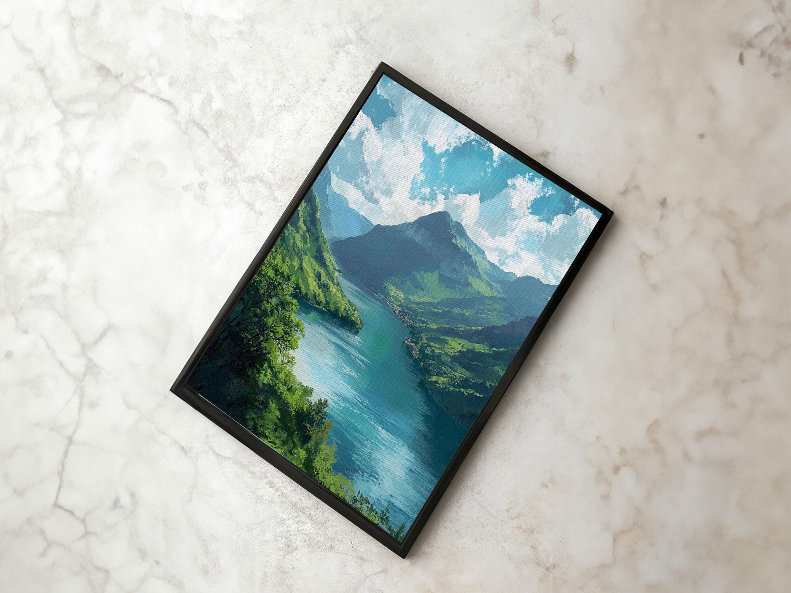 Spring in the Valley Framed Canvas Print, Watercolor